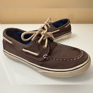 Sperry Kids Brown Canvas Moccasins